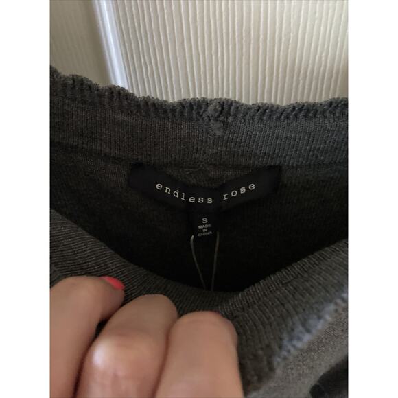 NEW Endless Rose Women's Knit Midi Bodycon Dress Gray S Off-the-Shoulder Ruffle - Picture 4 of 10